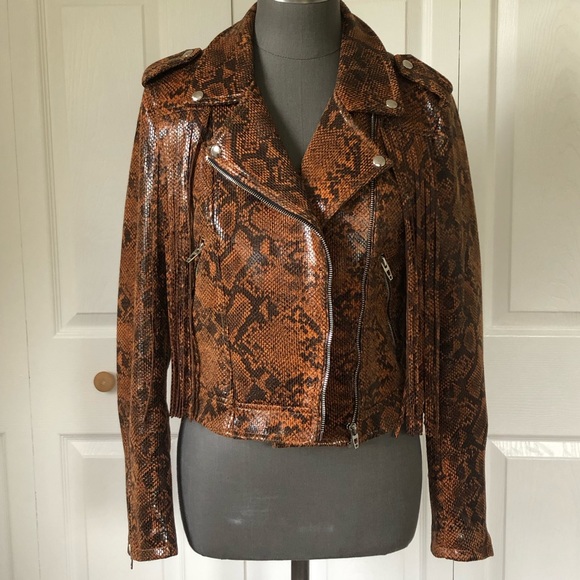 Free People Jackets & Blazers - Blank NYC Snakeskin Fringe Moto Jacket, Size S